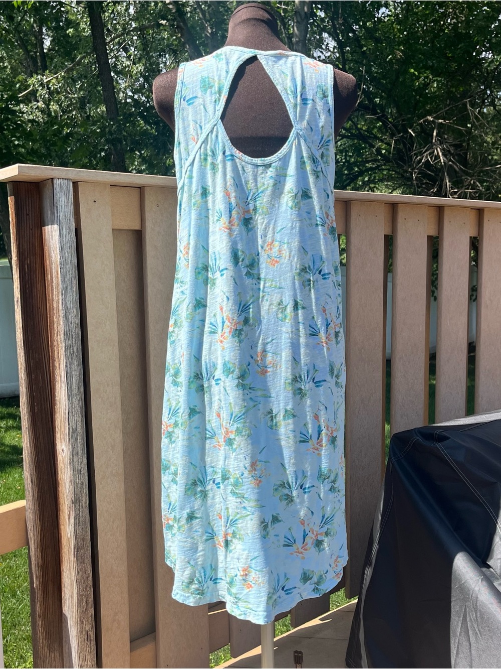 Fresh Produce Marissa Keyhole Back 100% Cotton Sleeveless Dress Size M Tropical - Picture 5 of 7